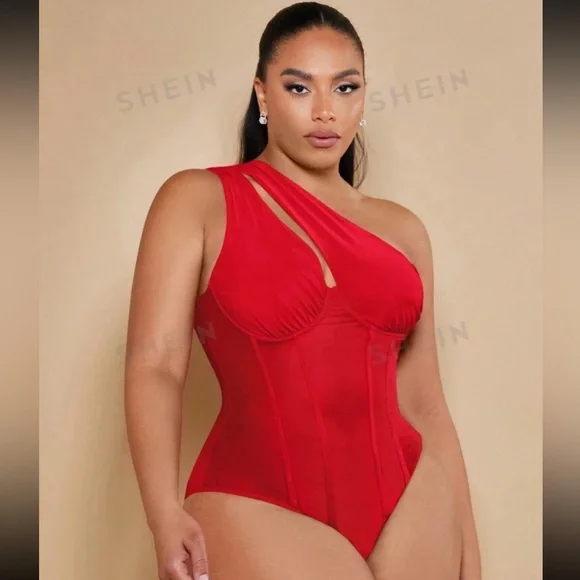 FWP SHEIN one shoulder plus size bodysuit - Picture 4 of 4